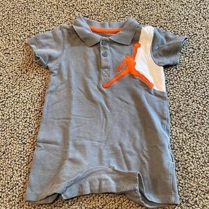 Air Jordan Gray& Orange Collard Onesie Size 12 Months in Like New Condition